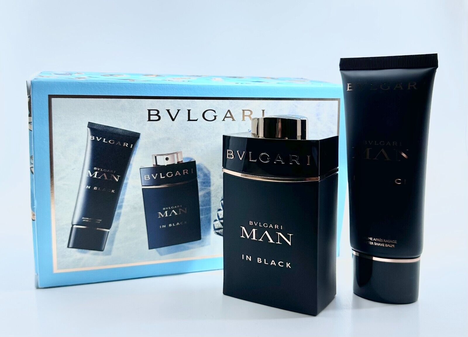 BVLGARI MAN IN BLACK SET 3.4oz EDP SP+3.4oz A.S.B+POUCH (M)