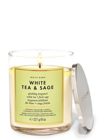 BATH & BODY WORKS WB WHITE TEA & SAGE CANDLE 8oz
