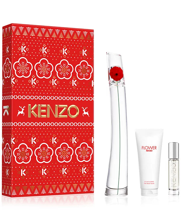 KENZO FLOWER SET 3.4oz EDP SP +10ml SP +2.5oz B/MILK (L)