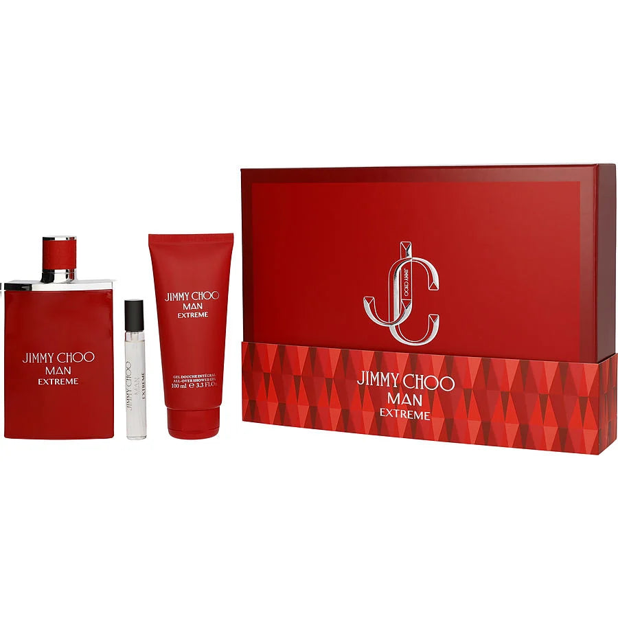JIMMY CHOO MAN EXTREME SET 3.4oz EDP SP + 7.5ml SP + 3.4oz S/GEL (M)