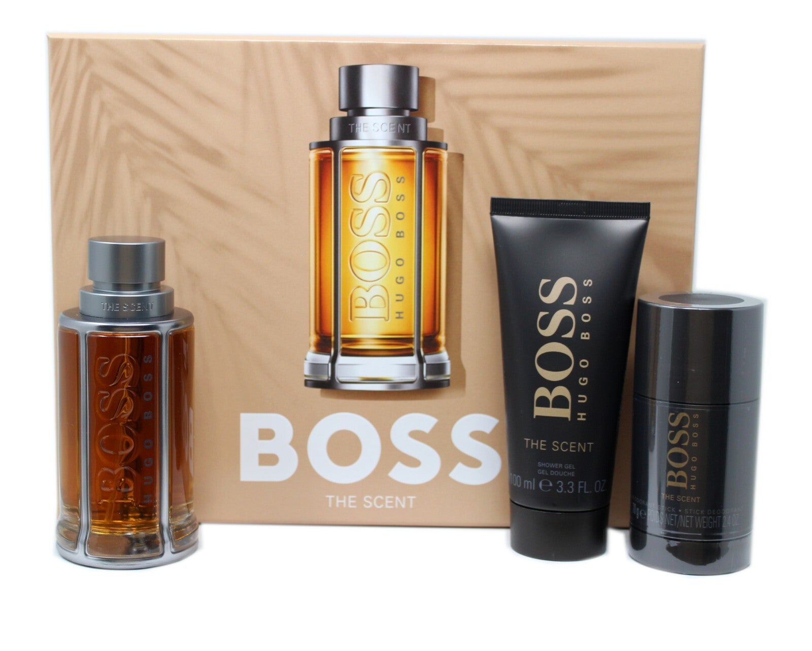 HUGO BOSS THE SCENT 3PC SET 3.4oz EDT + 3.4oz S/GEL + DEO STICK (M)