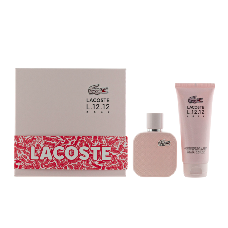 LACOSTE L.12.12 ROSE SET 1.7oz EDP SP +3.4oz B/LOTION (L)