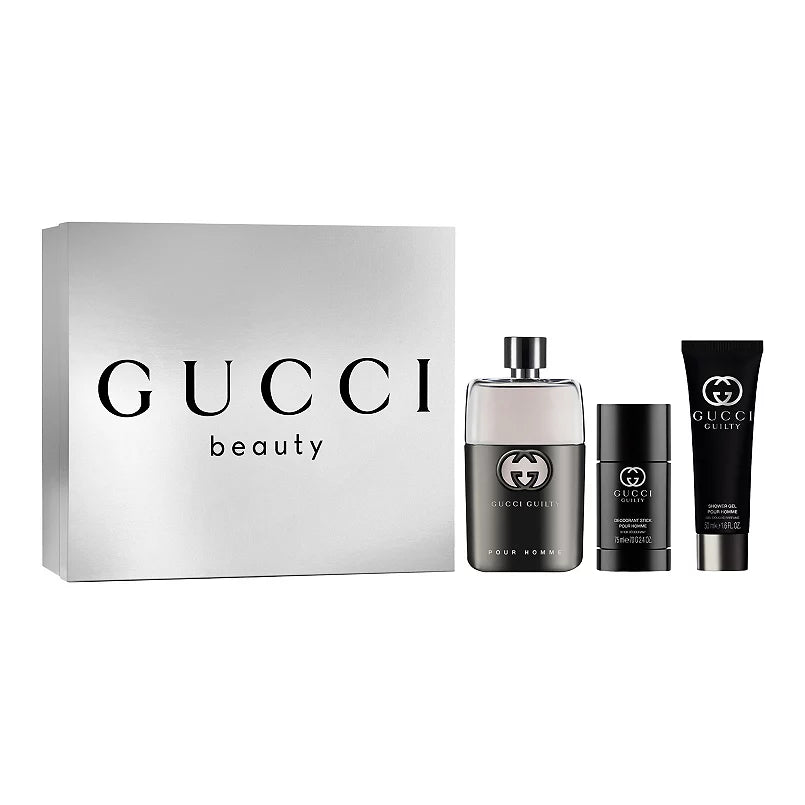 GUCCI GUILTY SET 3oz EDT+2.5oz DEO+ 1.6oz SG (M) HARD BOX