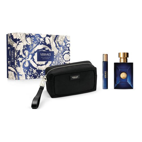 VERSACE DYLAN BLUE SET 3.4oz EDT SP+10ml EDT SP + TOILETRY BAG (M)