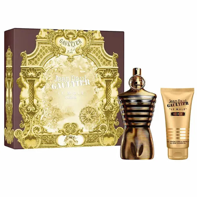 JPG LE MALE ELIXIR SET 4.2oz PARFUM SP+2.5oz S.G (M) H.B
