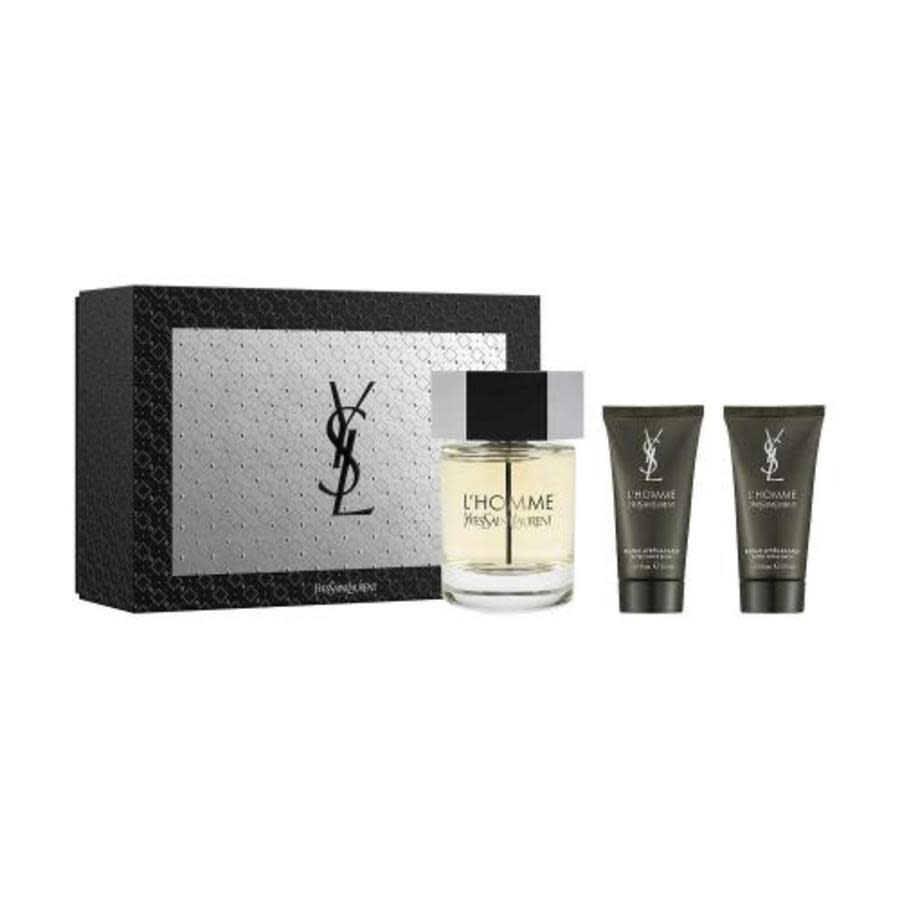 YSL L'HOMME SET 3.4oz EDT SP+1.6oz AFTER SHAVE BALM x2 (M) HARD BOX