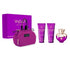 VERSACE DYLAN PURPLE SET 3.4oz EDP SP+3.4oz BODY LOTION+3.4oz S.G+BEAUTY CASE (L)