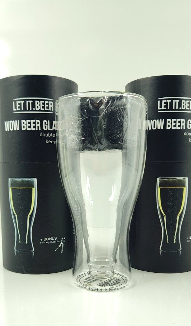 LET IT BEER WOW BEER GLASS + BONUS TOOL