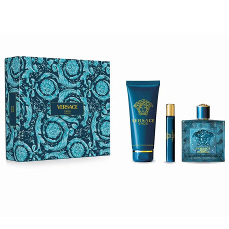 VERSACE EROS SET 3.4oz PARFUM SP+10ml PARFUM SP+5oz SHOWER GEL (M) H.B ...