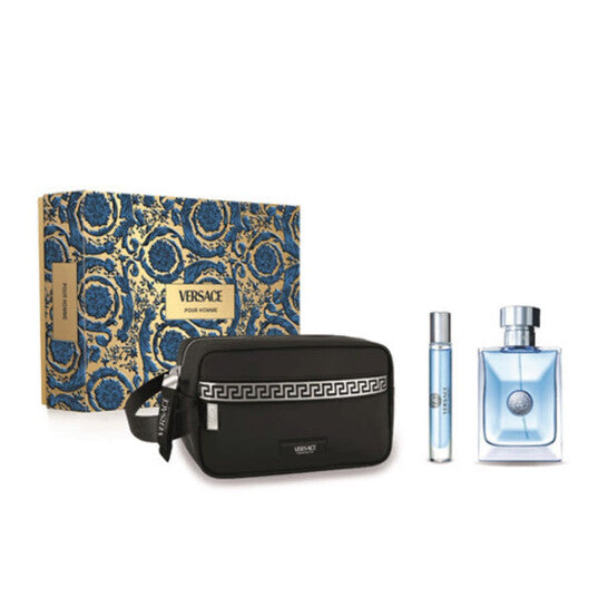 VERSACE POUR HOMME SET 3.4oz EDT SP+10ml EDT SP + TOILETRY BAG (M)